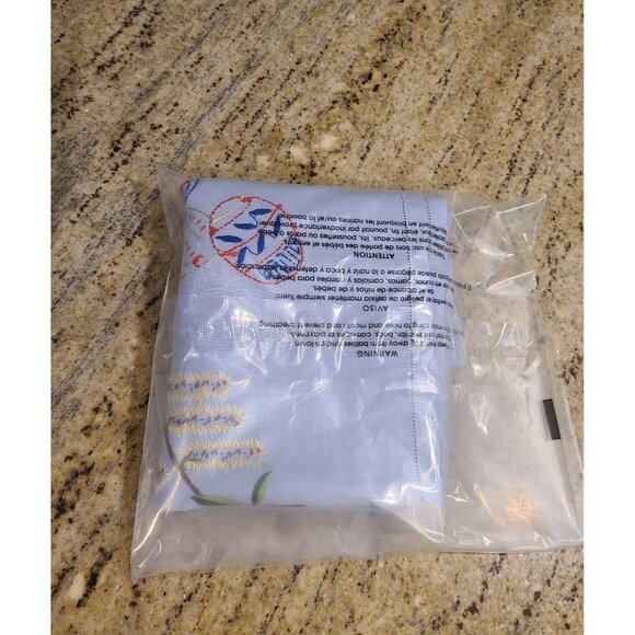 Linen 33x34" Tablecloth Handmade Ukraine Eggs Butterfly Flowers Blue Colorful - Picture 13 of 13